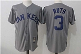 New York Yankees #3 Babe Ruth Gray Cooperstown Collection Mesh Batting Practice Jersey,baseball caps,new era cap wholesale,wholesale hats